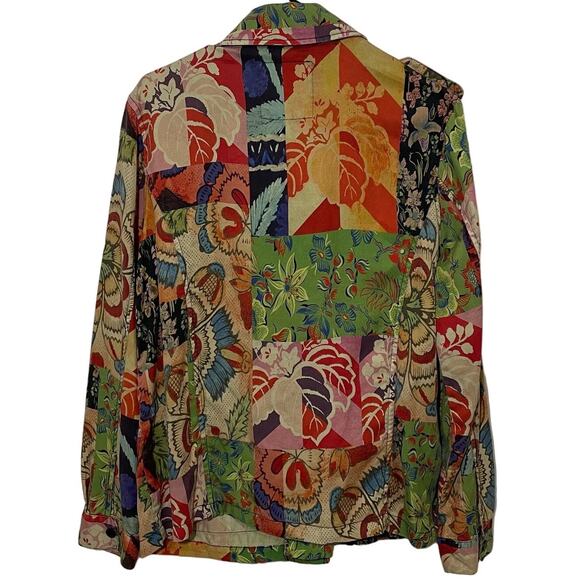 Desigual Jacket Tropical Print Patchwork Button Up Multicolor Shacket Medium - Picture 4 of 11